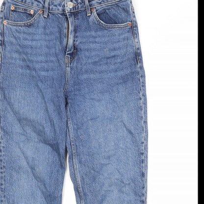 Topshop Womens Blue Cotton Straight Jeans Size 30 in Regular Zip