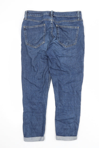 Topshop Womens Blue Cotton Tapered Jeans Size 28 in Regular Zip