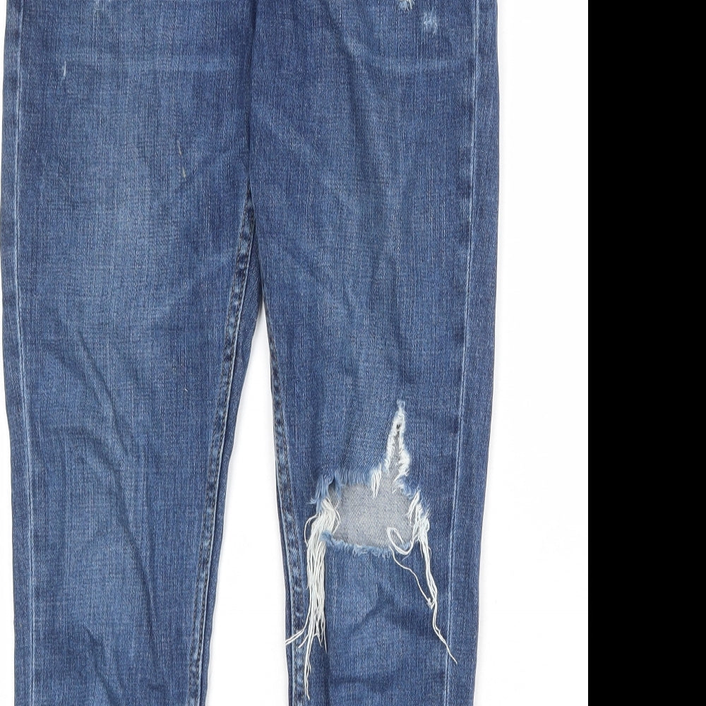 Topshop Womens Blue Cotton Tapered Jeans Size 28 in Regular Zip
