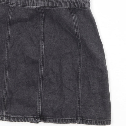 Miss Selfridge Womens Black Polyester A-Line Skirt Size 8 Button
