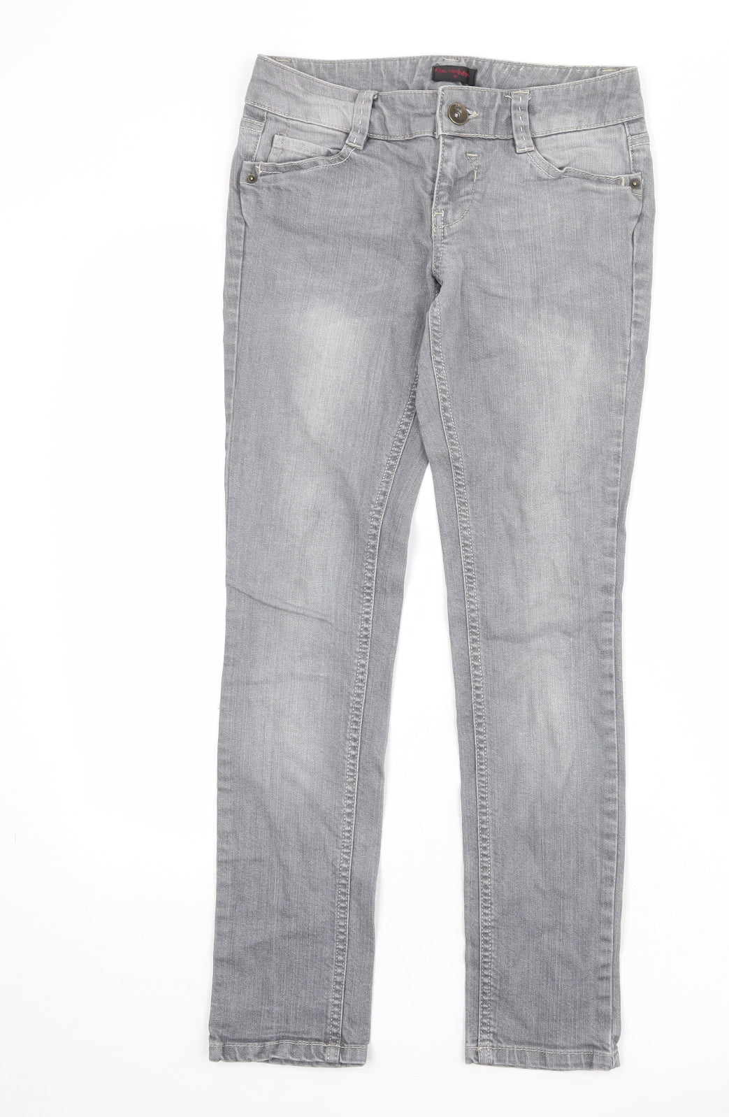 Miss Selfridge Womens Grey Cotton Skinny Jeans Size 8 Regular Zip