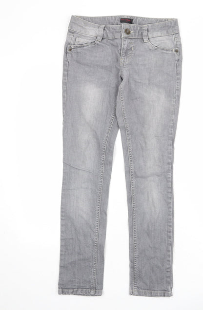 Miss Selfridge Womens Grey Cotton Skinny Jeans Size 8 Regular Zip