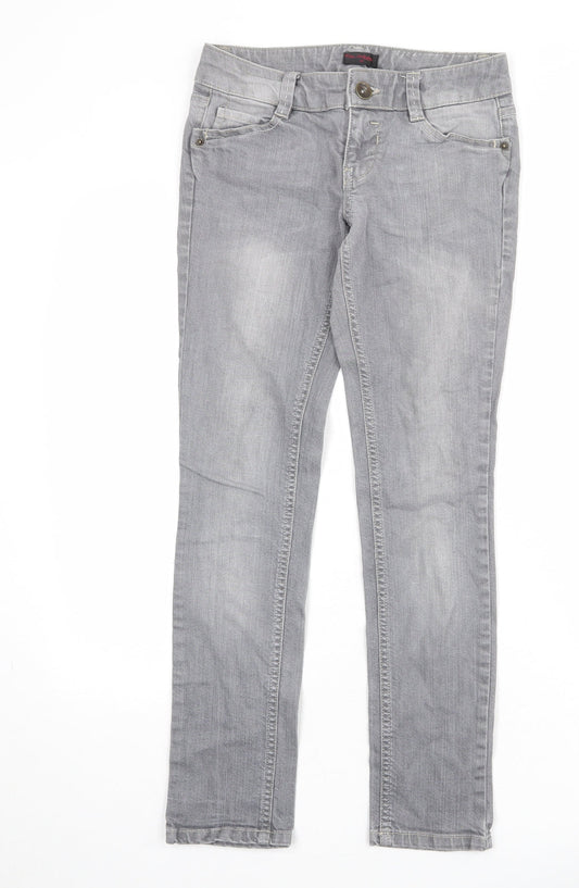 Miss Selfridge Womens Grey Cotton Skinny Jeans Size 8 Regular Zip