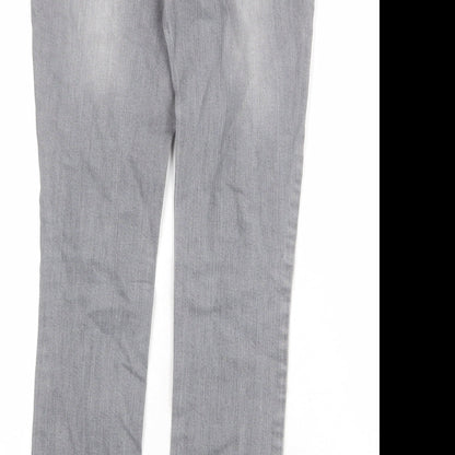 Miss Selfridge Womens Grey Cotton Skinny Jeans Size 8 Regular Zip