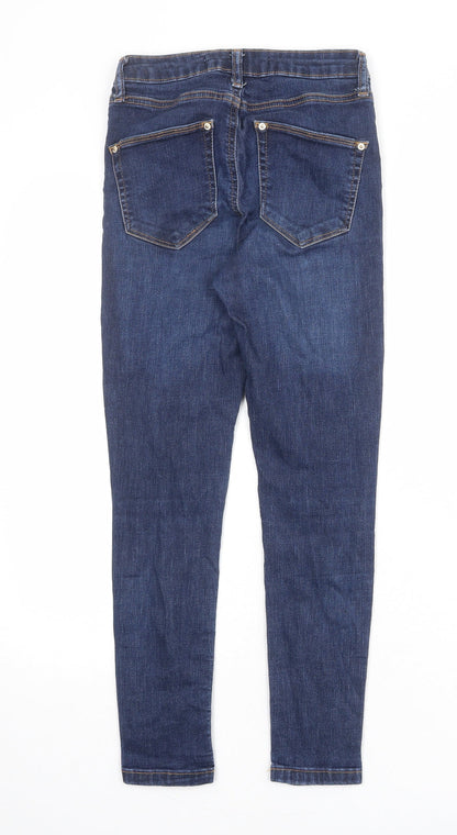 Miss Selfridge Womens Blue Cotton Skinny Jeans Size 6 Regular Zip