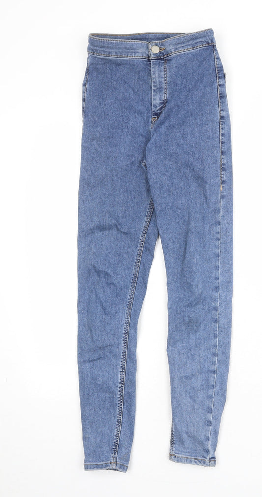 Topshop Womens Blue Cotton Skinny Jeans Size 25 in Regular Zip