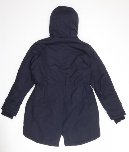 b.young Womens Blue Parka Coat Size 12 Zip