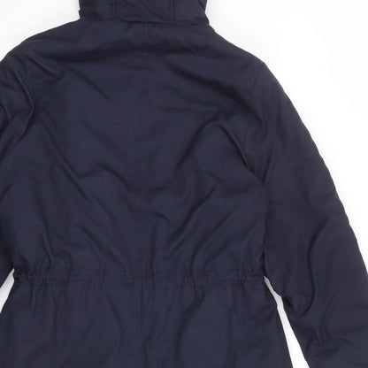 b.young Womens Blue Parka Coat Size 12 Zip