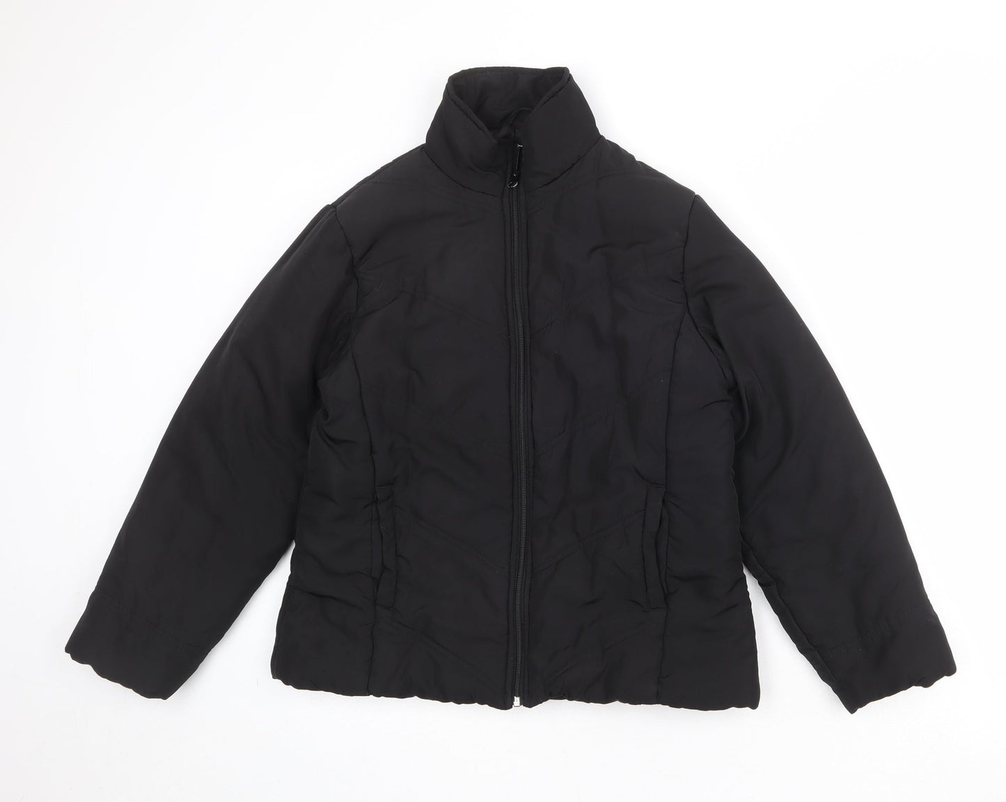 Womens UK Size 12 Essentials Black Quilted Coat