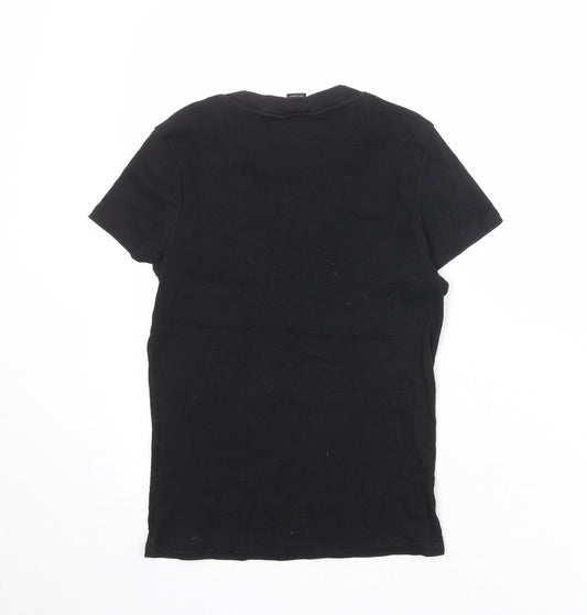 Womens UK Size S Monki Black Basic T-Shirt