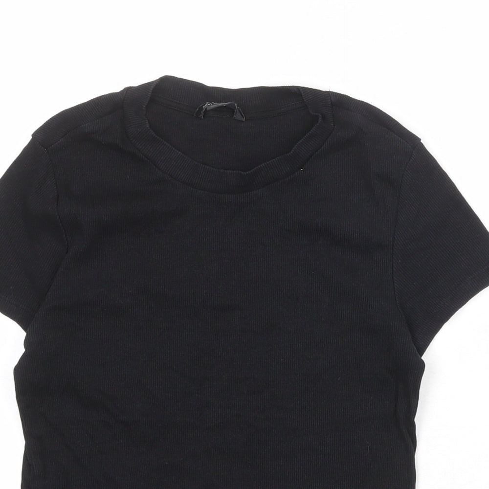 Womens UK Size S Monki Black Basic T-Shirt