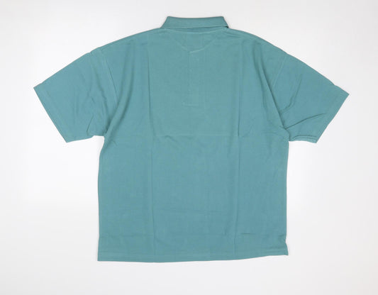 High Volume Mens Blue Polyester Polo Size L Collared Button
