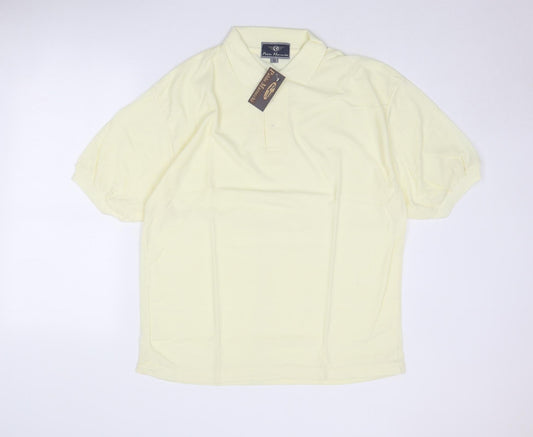 Pablo Marocchi Mens Yellow Polyester Polo Size XL Collared Button