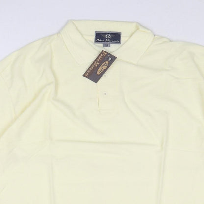 Pablo Marocchi Mens Yellow Polyester Polo Size XL Collared Button
