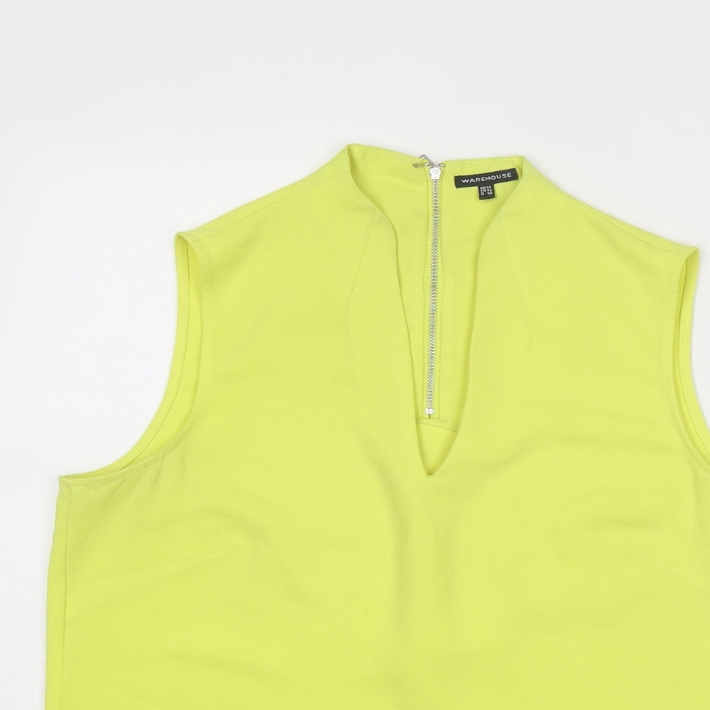 Warehouse Womens Yellow Polyester Basic Tank Size 14 V-Neck