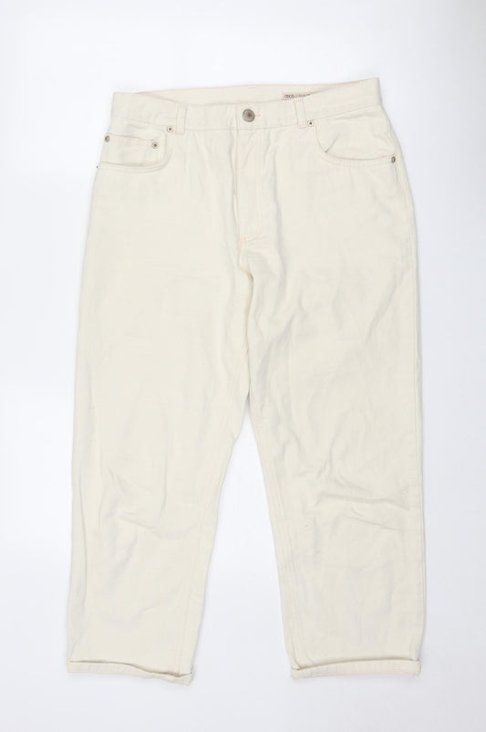 ASOS Womens Ivory Cotton Straight Jeans Size 32 in Regular Zip