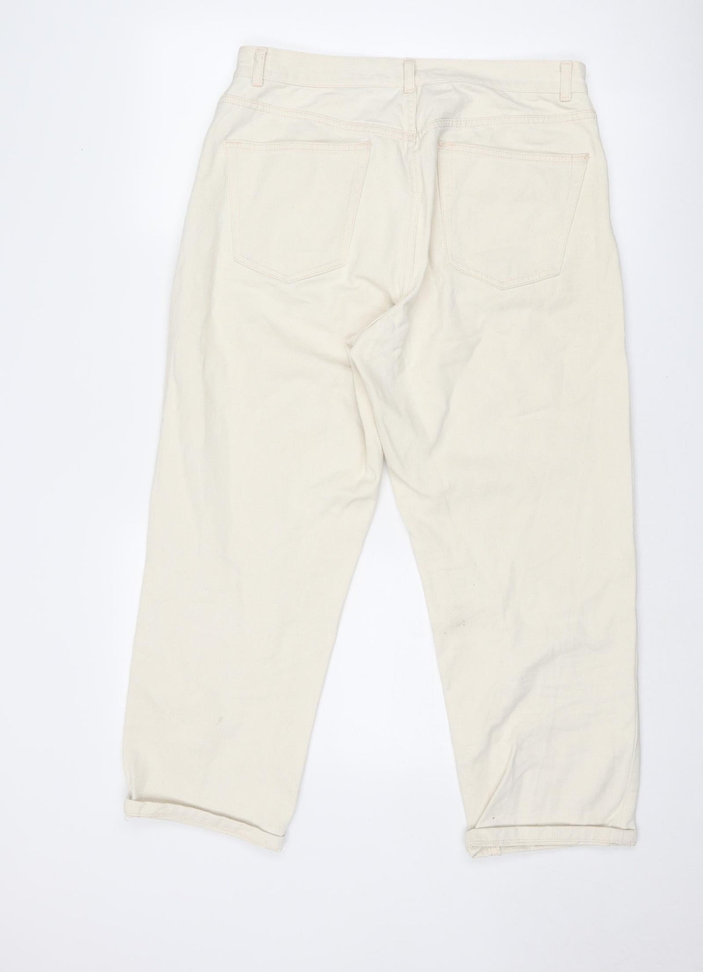 ASOS Womens Ivory Cotton Straight Jeans Size 32 in Regular Zip