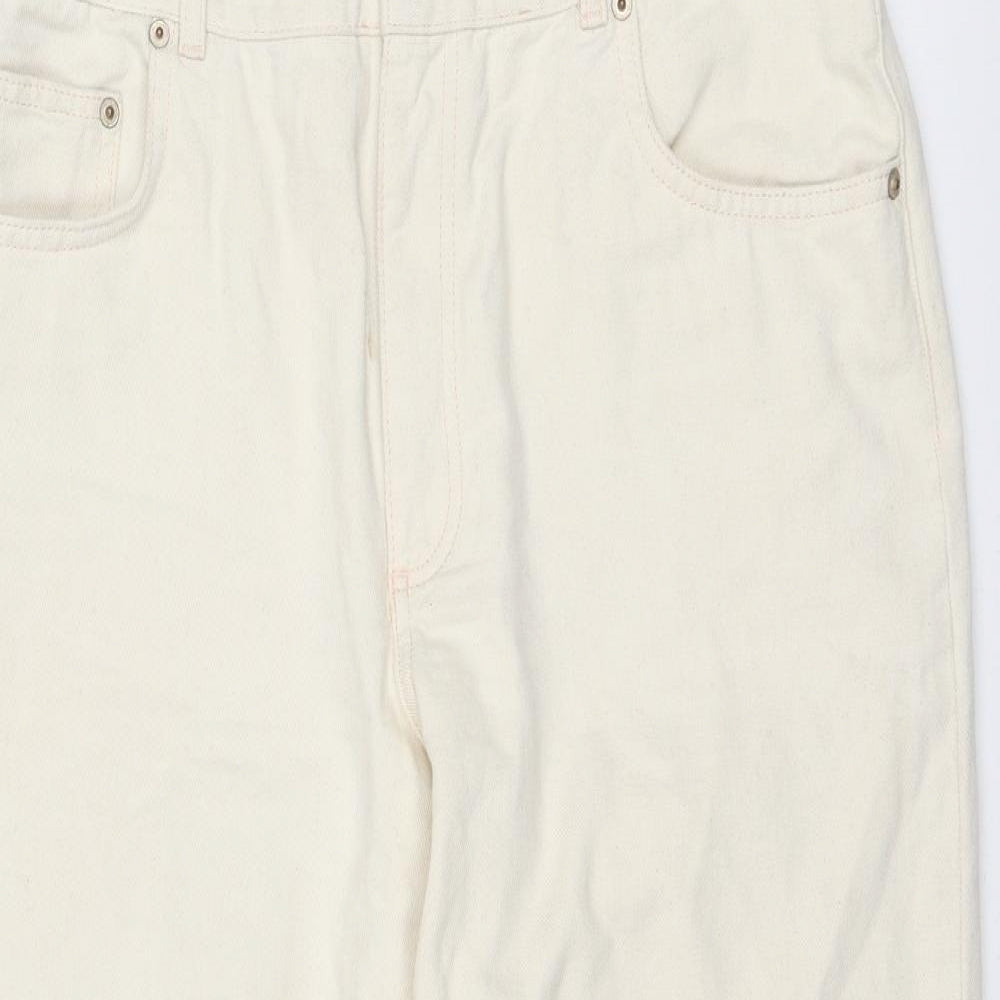 ASOS Womens Ivory Cotton Straight Jeans Size 32 in Regular Zip