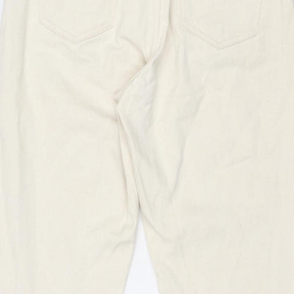 ASOS Womens Ivory Cotton Straight Jeans Size 32 in Regular Zip