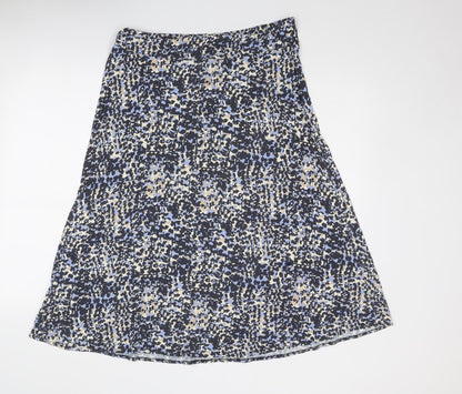 Classic Womens Blue Geometric Viscose Swing Skirt Size 14