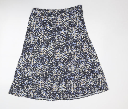 Classic Womens Blue Geometric Viscose Swing Skirt Size 14