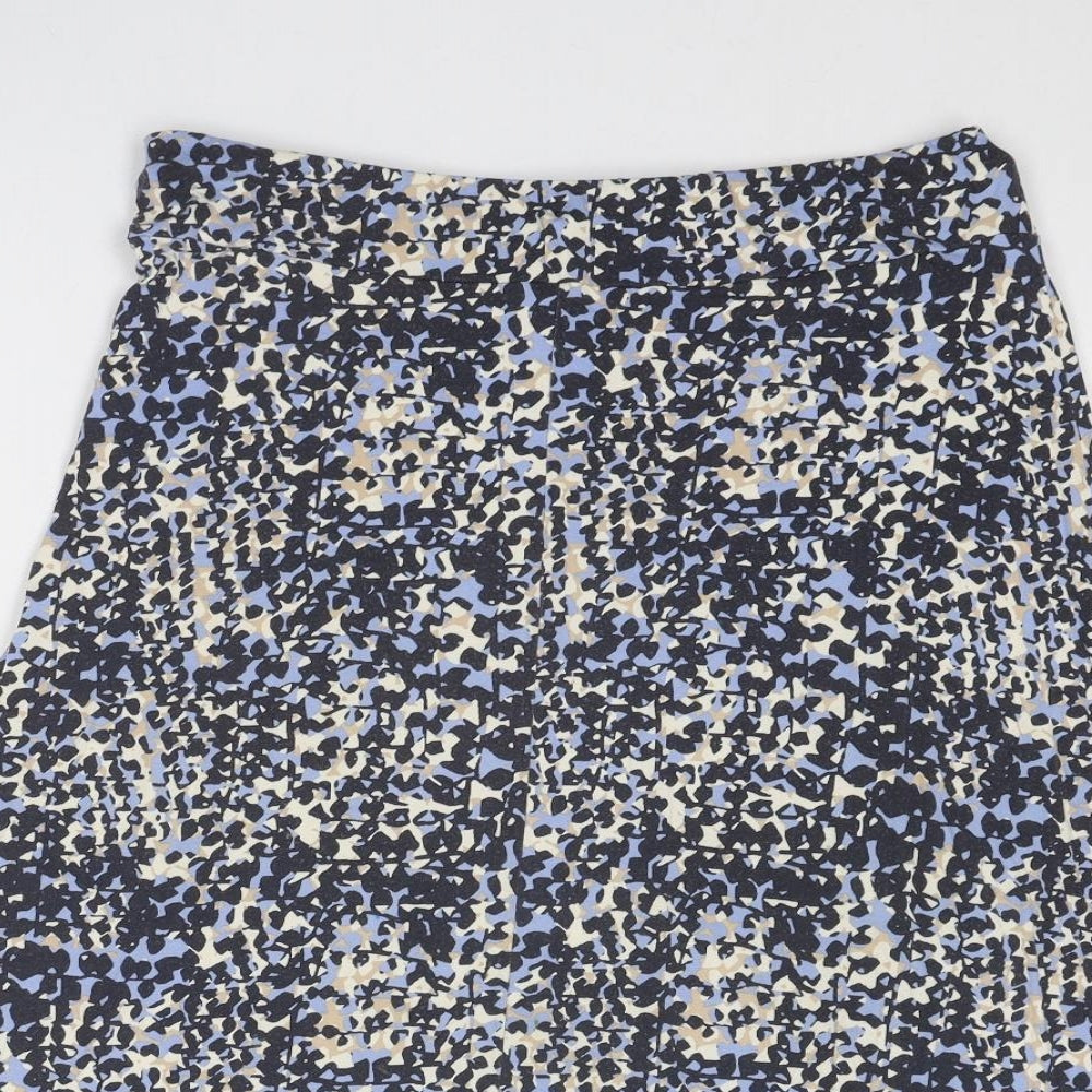 Classic Womens Blue Geometric Viscose Swing Skirt Size 14