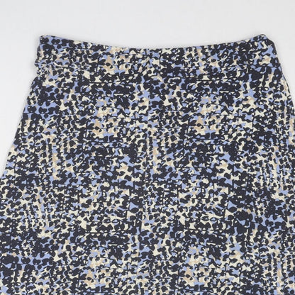 Classic Womens Blue Geometric Viscose Swing Skirt Size 14