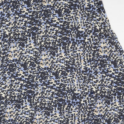 Classic Womens Blue Geometric Viscose Swing Skirt Size 14