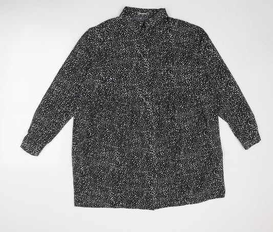 Missguided Womens Black Geometric Polyester Shirt Dress Size 8 Collared Button