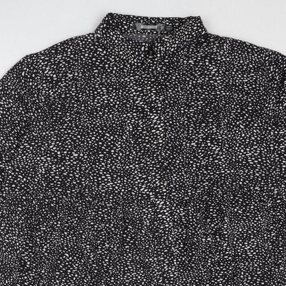 Missguided Womens Black Geometric Polyester Shirt Dress Size 8 Collared Button