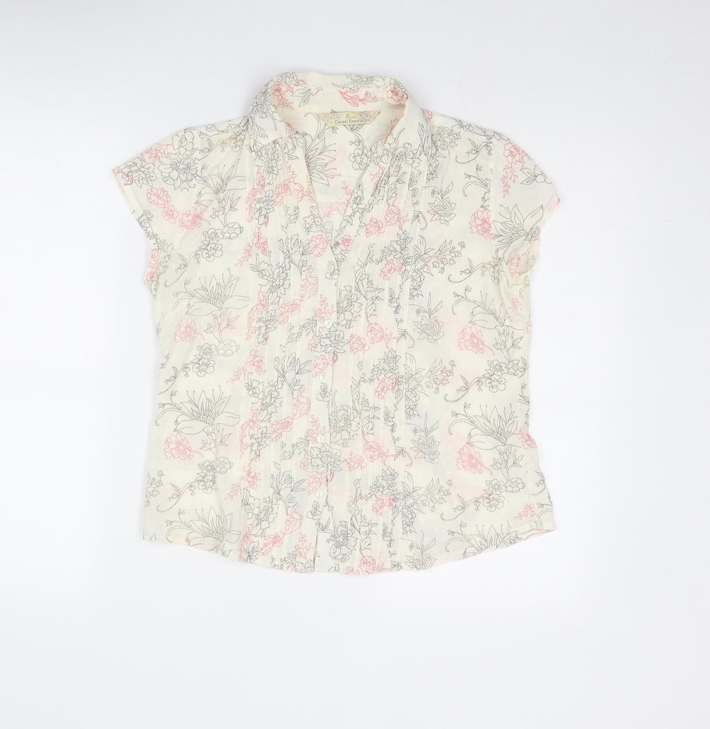 Womens UK Size 10 BHS Ivory Basic Button-Up