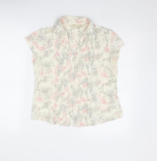 Womens UK Size 10 BHS Ivory Basic Button-Up