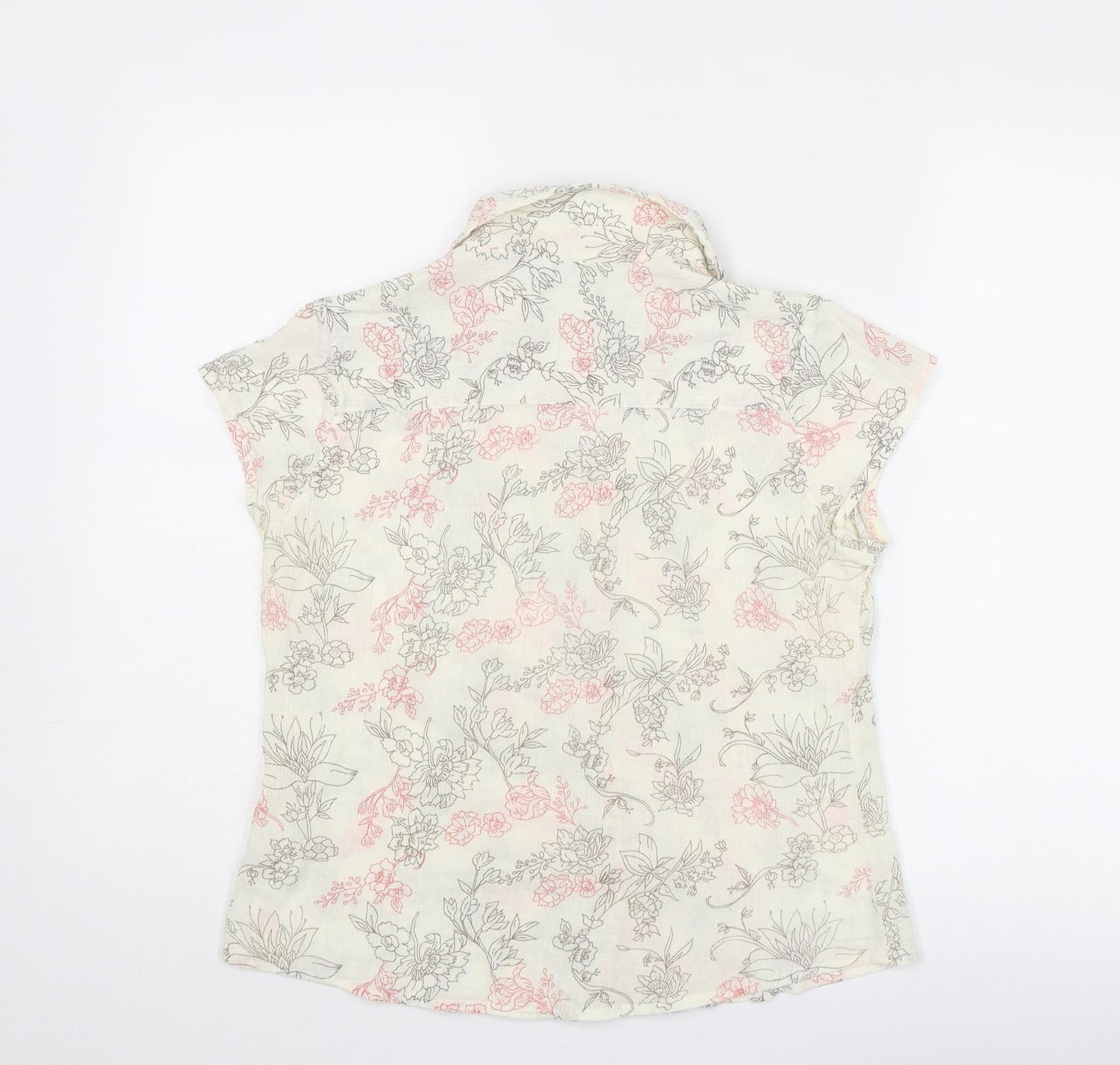 Womens UK Size 10 BHS Ivory Basic Button-Up