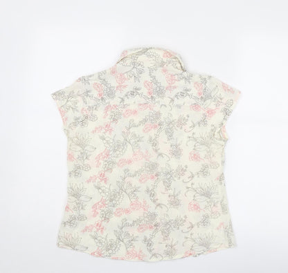 Womens UK Size 10 BHS Ivory Basic Button-Up