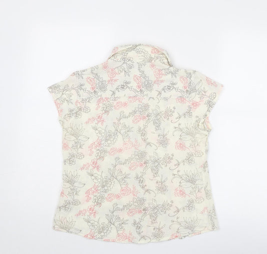 Womens UK Size 10 BHS Ivory Basic Button-Up