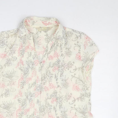 Womens UK Size 10 BHS Ivory Basic Button-Up