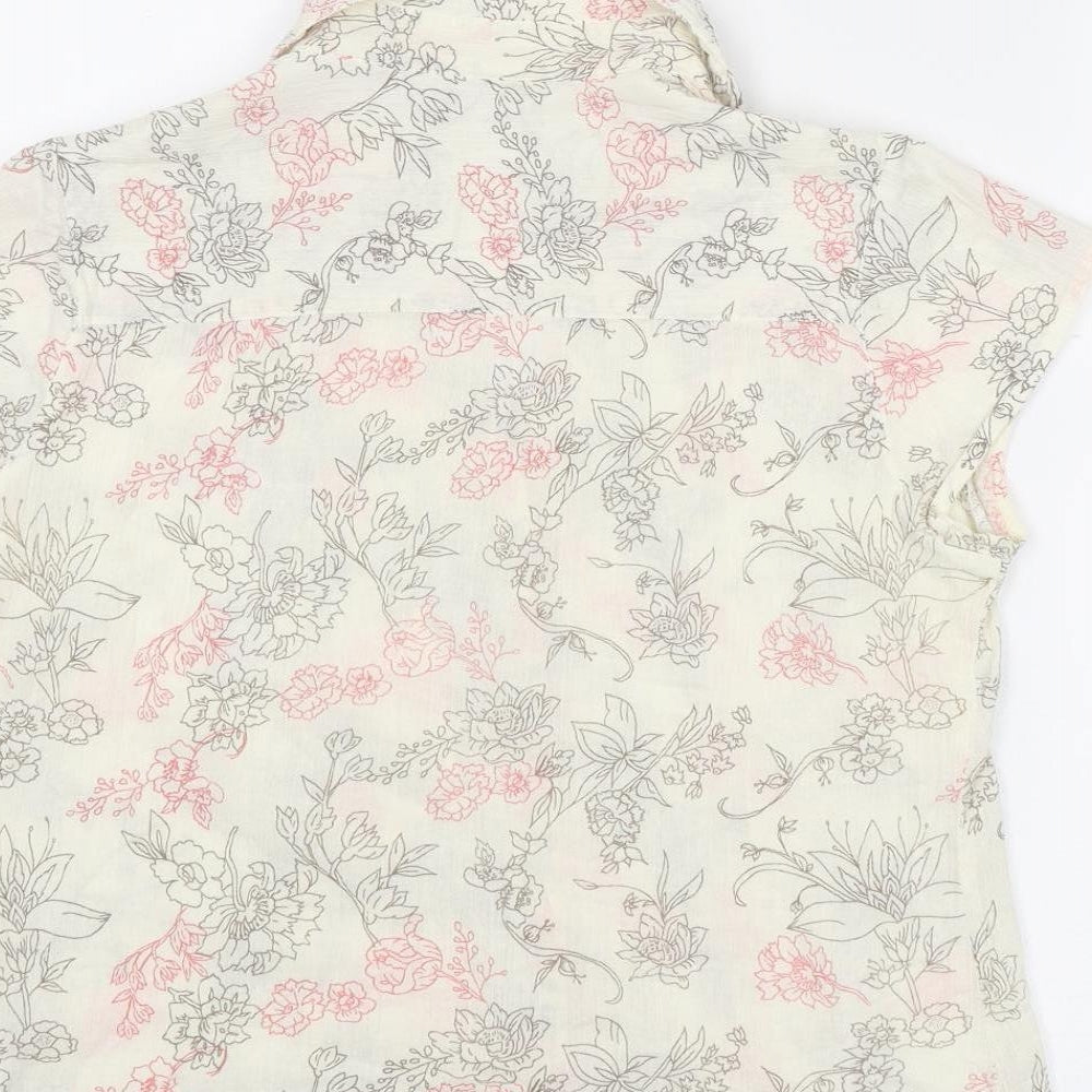 Womens UK Size 10 BHS Ivory Basic Button-Up