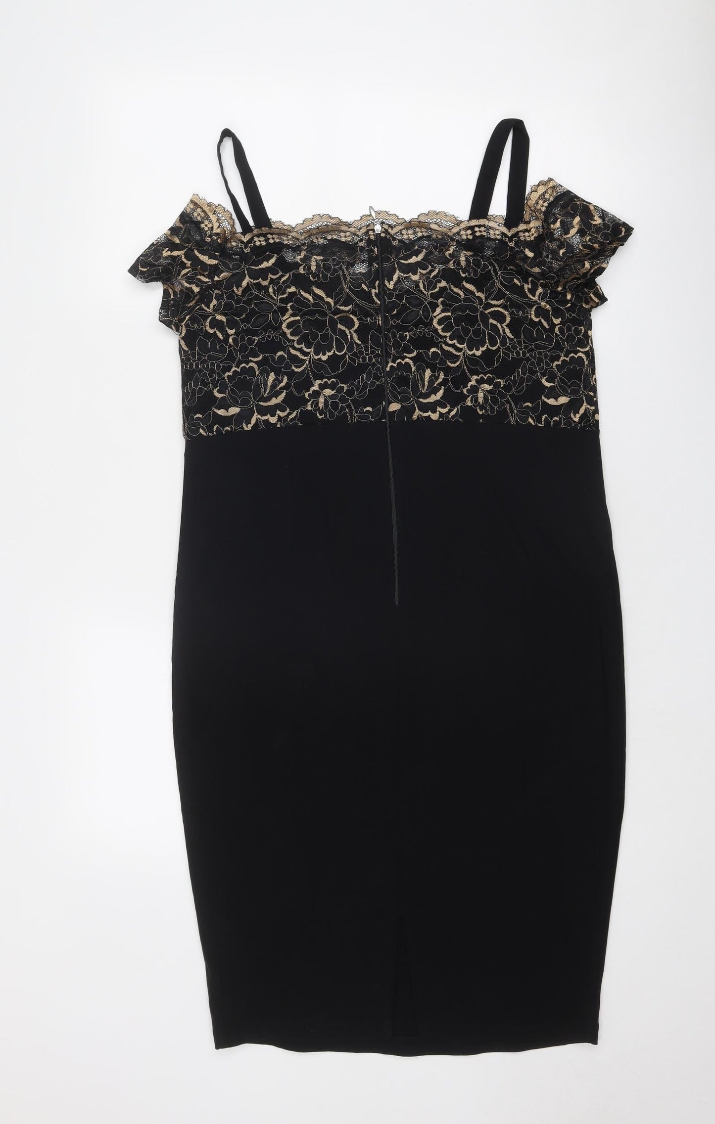 Paper Dolls Womens Black Colourblock Viscose Shift Size 10 Square Neck Zip