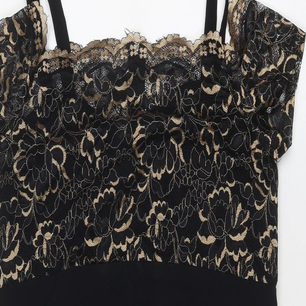 Paper Dolls Womens Black Colourblock Viscose Shift Size 10 Square Neck Zip