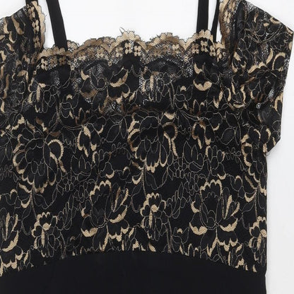 Paper Dolls Womens Black Colourblock Viscose Shift Size 10 Square Neck Zip