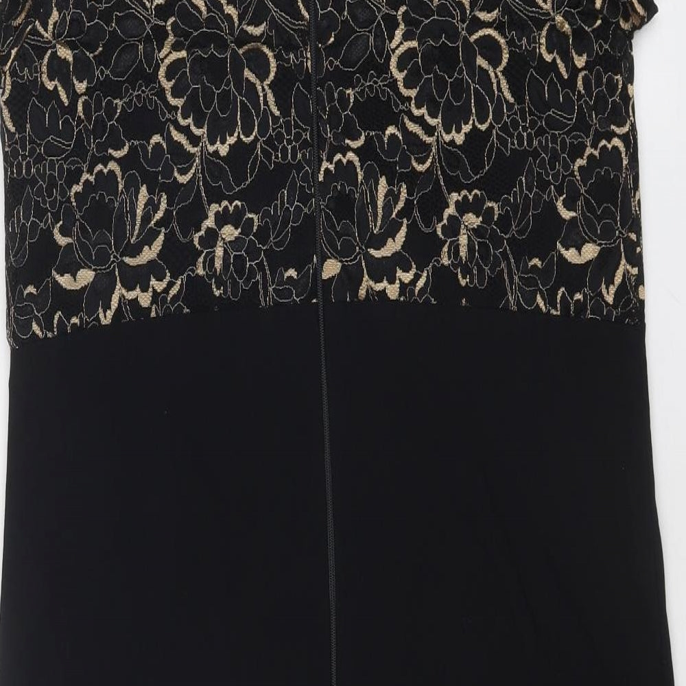 Paper Dolls Womens Black Colourblock Viscose Shift Size 10 Square Neck Zip