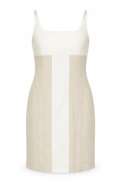 Umlauf & Klein Womens Beige Colourblock Polyester A-Line Size 16 Square Neck Zip