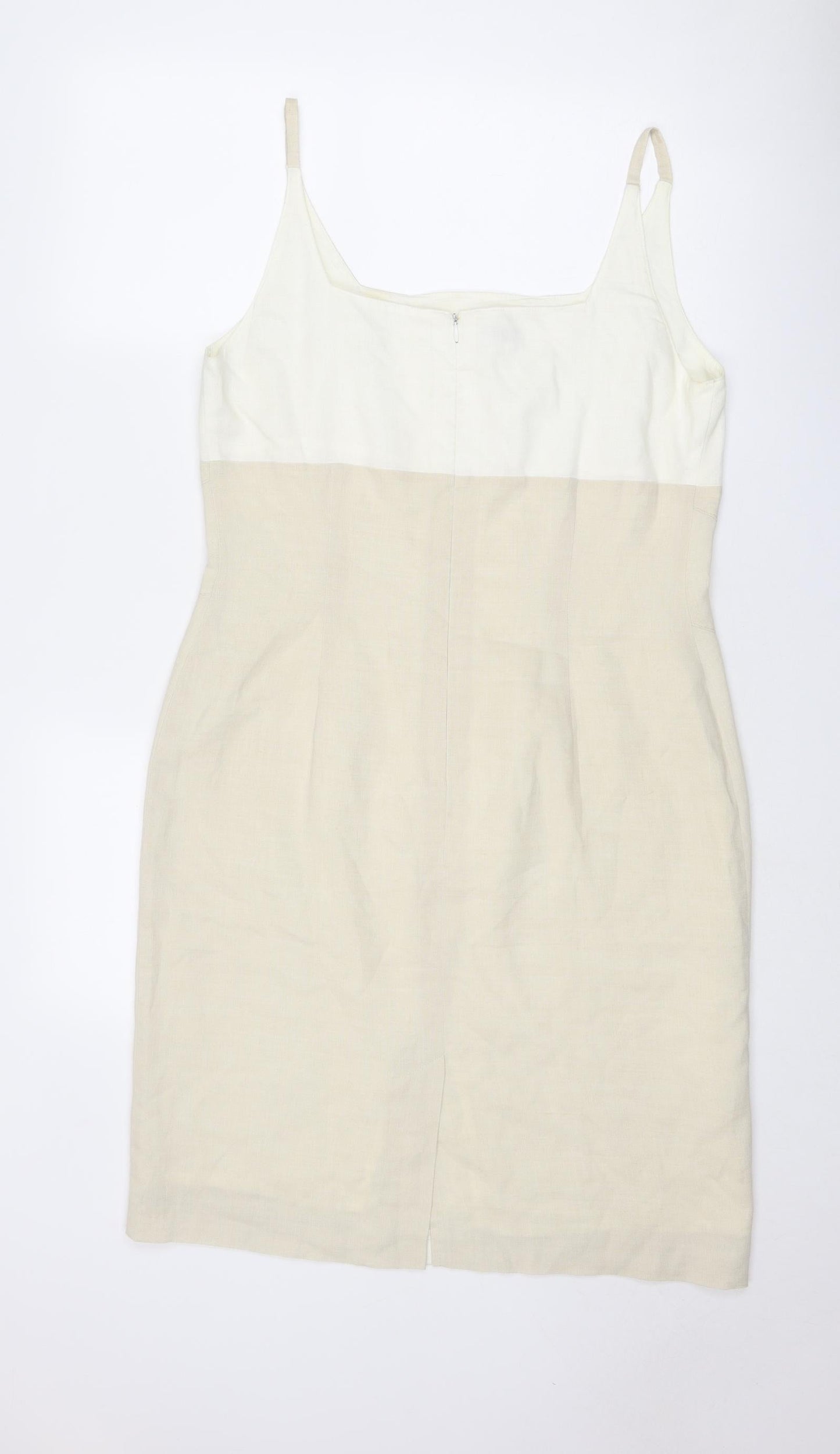 Umlauf & Klein Womens Beige Colourblock Polyester A-Line Size 16 Square Neck Zip