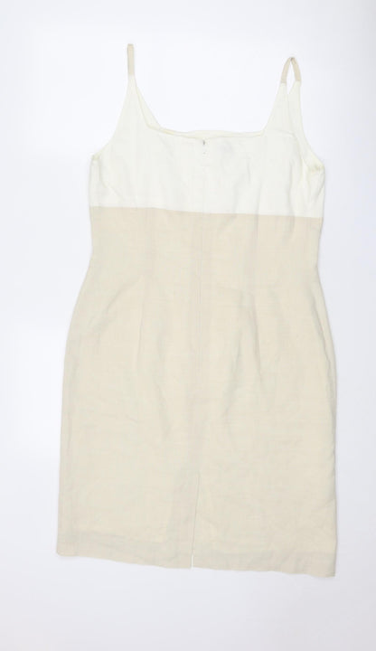Umlauf & Klein Womens Beige Colourblock Polyester A-Line Size 16 Square Neck Zip