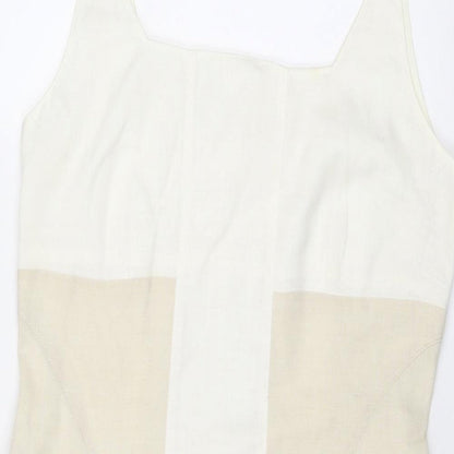 Umlauf & Klein Womens Beige Colourblock Polyester A-Line Size 16 Square Neck Zip