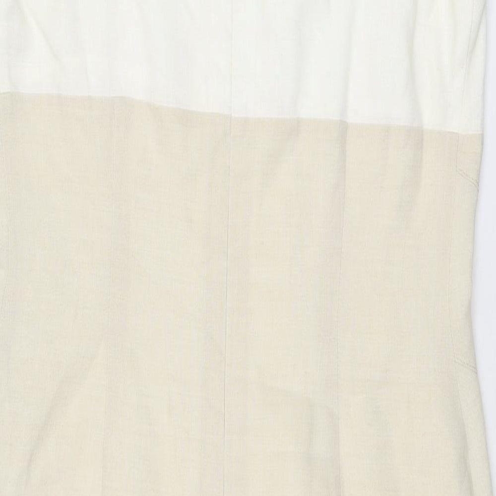 Umlauf & Klein Womens Beige Colourblock Polyester A-Line Size 16 Square Neck Zip