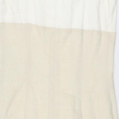 Umlauf & Klein Womens Beige Colourblock Polyester A-Line Size 16 Square Neck Zip