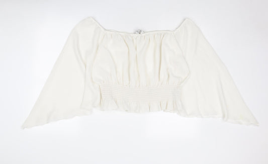 Womens UK Size 16 Inspire White Cropped Blouse