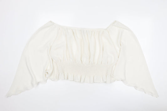 Womens UK Size 16 Inspire White Cropped Blouse