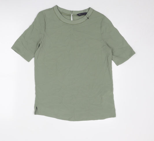 Womens UK Size 6 Marks and Spencer Green Basic T-Shirt